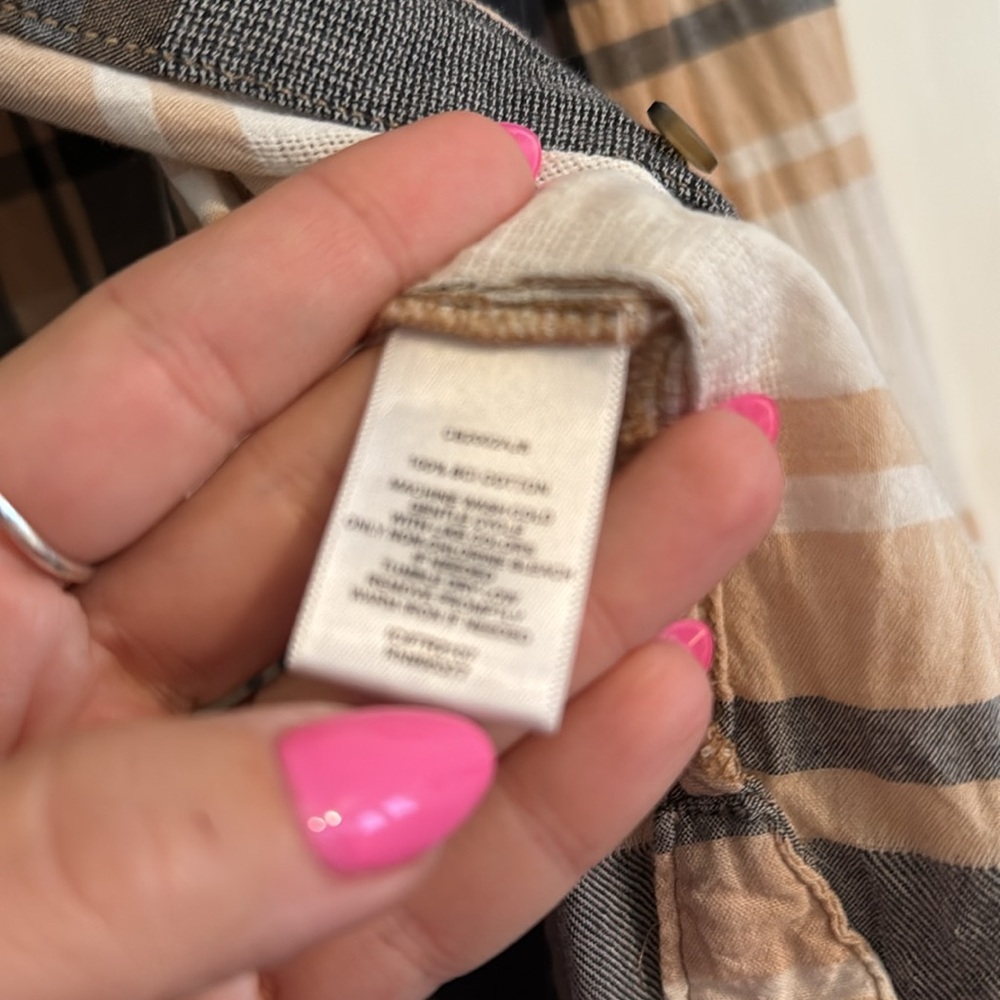 Sanctuary Medium Plaid button up shirt boyfriend cream black - Picture 6 of 6